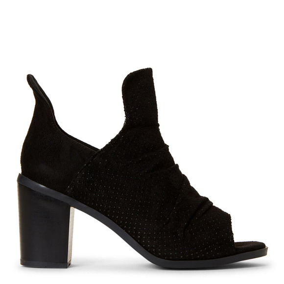 G.C. Shoes Shoes - Black Perforated Open Toe Slip On Booties